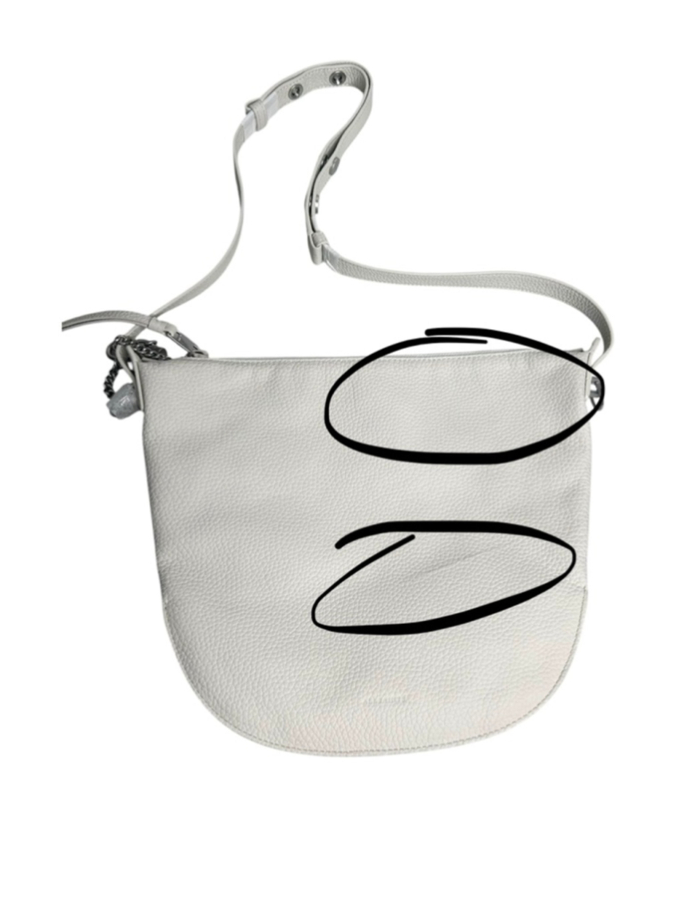 ALLSAINTS Blake Leather Shoulder Bag Pampas White Silver Hardware *FLAWED* - Picture 15 of 16